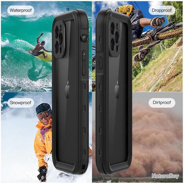 RedPepper Coque Etanche  Anti Choc pour iPhone -Noir-iPhone 12