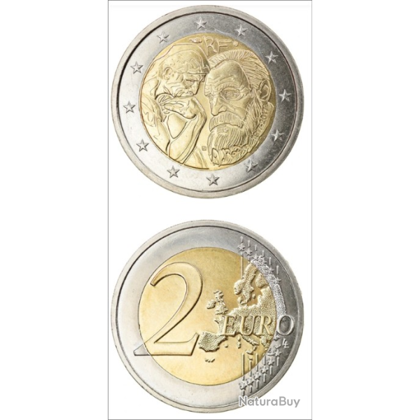 Collection Monnaie 2 EUROS RODIN 1917 2017 -Auguste Rodin et Le Penseur, son ?uvre la plus c�l�bre
