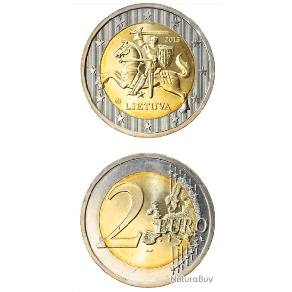 Collection Monnaie 2 Euros LIETUVA 2015- ( LITUANIE) le chevalier Vytis, repr�sent� sur les armoirie