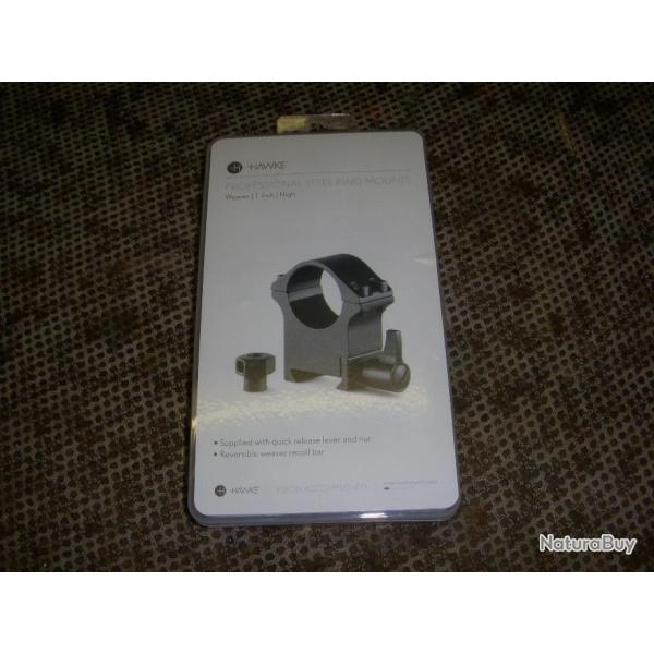 paire de collier � levier HAWKE PRO STEEL RING MOUNT pour lunette � corps de 1" ; hauteur : high