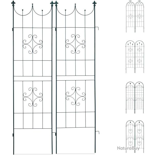 Treillis cl�ture plante grimpante arche jardin fer set de 2 vert 13_0002896_3