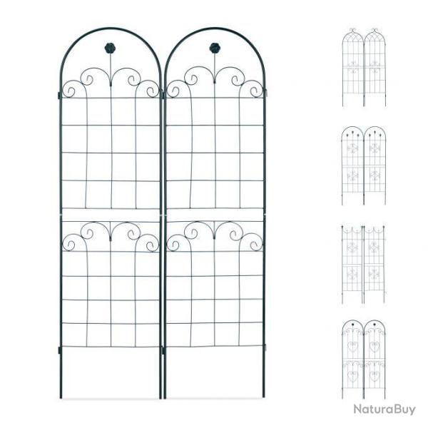 Treillis cl�ture plante grimpante arche jardin fer set de 2 vert 13_0002896_2