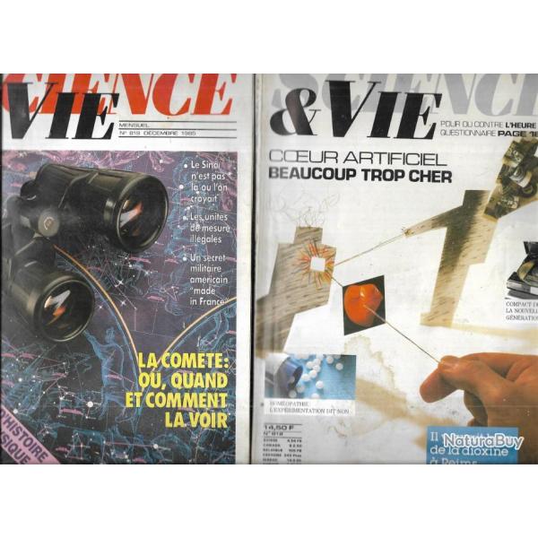 science et vie de mai � d�cembre 1985 soit du n 812 � 819 , 8 num�ros , coeur artificiel ,com�te,