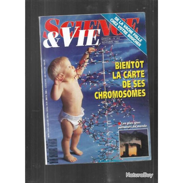 science et vie novembre 1992 , vaison la romaine, fossiles ard�che, vache folle, g�n�tique, v�lo