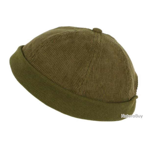Bonnet Docker Velours Vert Kaki en Coton Chapelier Hodack Taille unique Vert