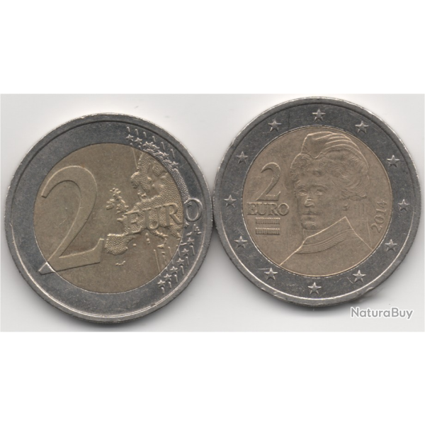 collection Monnaie 2 EUROS 2014 AUTRICHE  Bertha von Suttner - prix Nobel de la paix(1905).