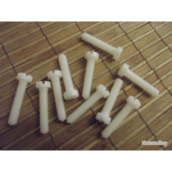1� !!! Lot de 10 vis plastique t�te cylindrique fendue M6 x 30 NEUVES