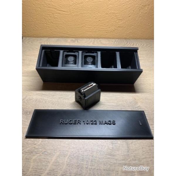 Boite de rangement / transport noir pour 5 chargeurs rotatif 22 long rifle ruger BX 10