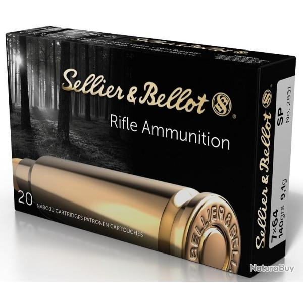 Munitions SELLIER & BELLOT sp cal.7x64 140gr 9.1g par 20