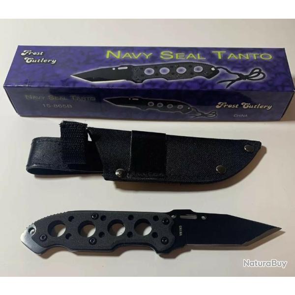 Couteau Frost Cutlery Navy Seal Tanto Lame Acier Inox Manche Alu Etui Nylon F15865B