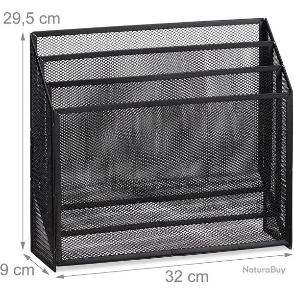 Rangement documents bureau  3 cases mtal noir 13_0002385