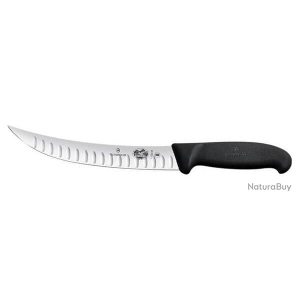 Couteau abattre lame alv�ol�e dos renvers� 25 cm Victorinox manche noir 5.7323.25