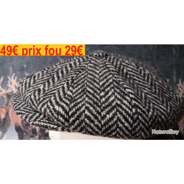casquette LAINE noire ray�e blanc  MADE IN ITALIE   T  58    9336N58