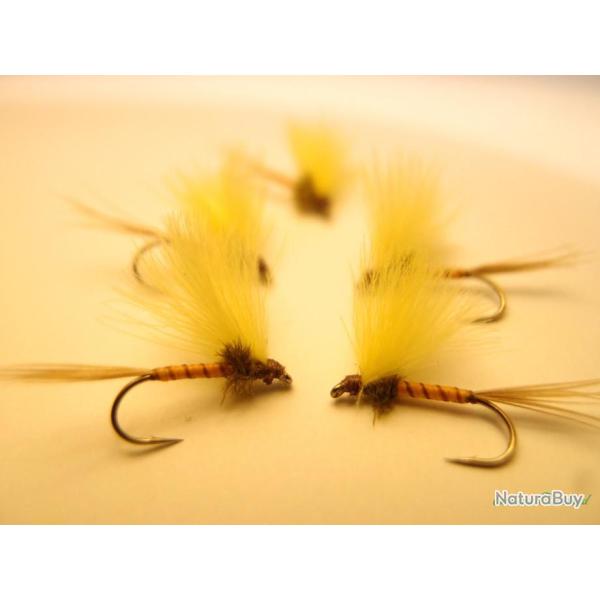 Lot de 5 �mergentes de mouche de mai en CDC - mouches de p�che artisanales