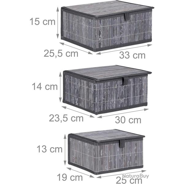 Set de 3 paniers corbeille de rangement dcoration en bambou gris 13_0002491_4