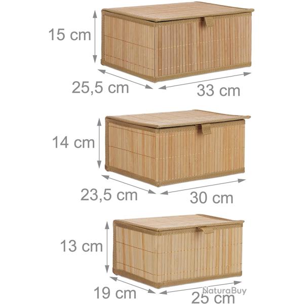 Set de 3 paniers corbeille de rangement dcoration en bambou nature 13_0002491_3