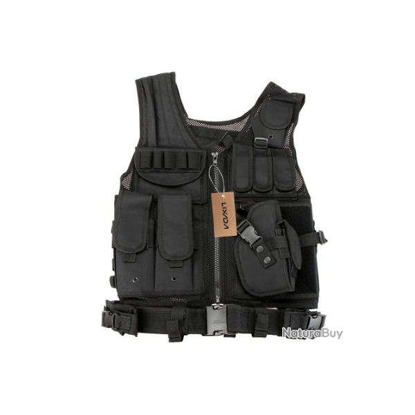 GILET TACTIQUE MILITAIRE - AIR SOFT (Mod�le Noir)