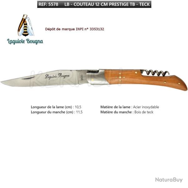 Couteau Pliant N�5578 11,5 cm TB Bois Teck Laguiole BOUGNA
