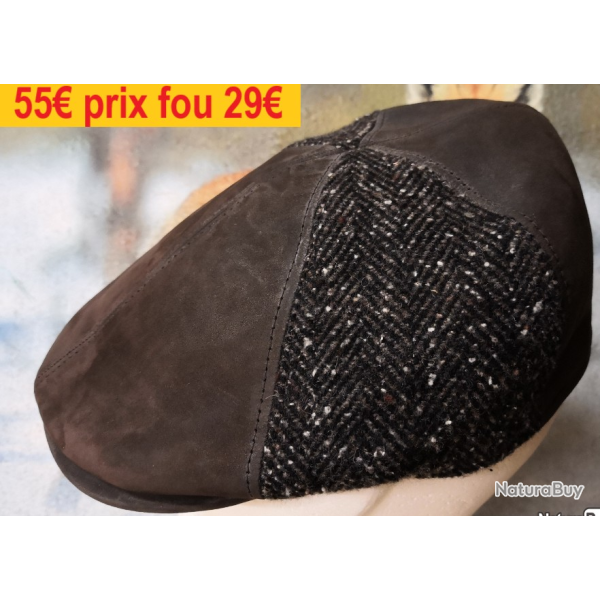 casquette plate made in italie  ALFONSO D'ESTE   cuir/laine   57        9353-57