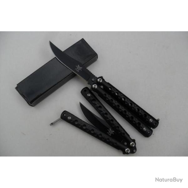 Petit Couteau Papillon Balisong Trous 17 Cm Lame Acier Inoxydable Manche En Acier Tactique