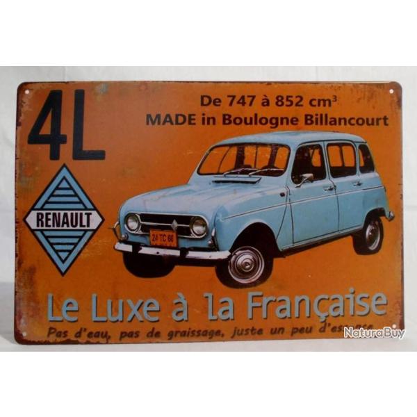 PLAQUE METAL PUBLICITAIRE 4L RENAULT BILLANCOURT