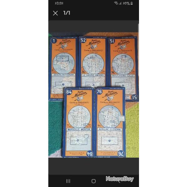 Cartes Michelin 1936. Tres bon �tat. Envoi rapide et soign�.