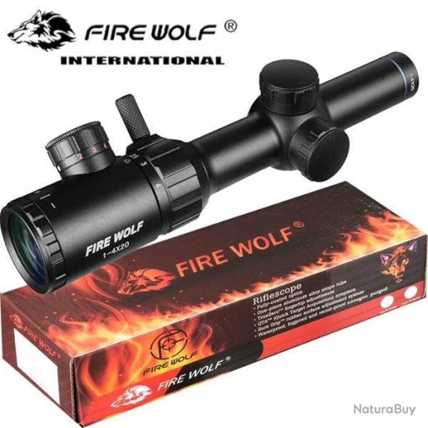 Fire Wolf Lunette de vis�e 1-4X20 R�ticule Lumineux - LIVRAISON GRATUITE !!