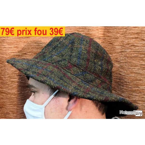 chapeau  JOHN FIELD  REVERSIBLE FLUO TWEED  59            60180-59JS