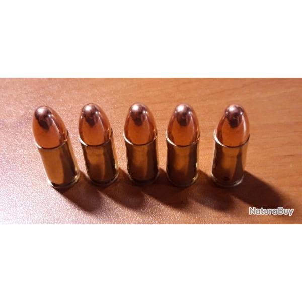 5 x Cartouches 9mm neutralis�es �tuis Nickel�s pour collection ou manipulation