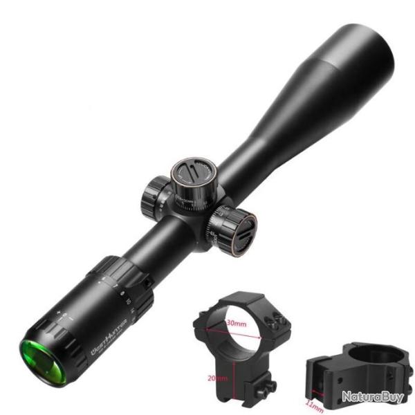 lunette HD 6-24X50 FFP, premier plan de mise au point, monture haute 11mm et 20mm