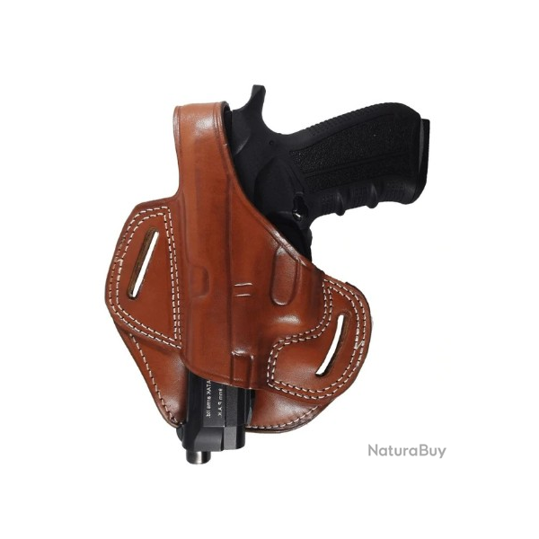 Etui cuir de ceinture - pistolet - gaucher marron
