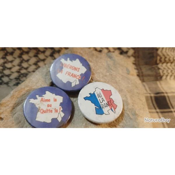 Vintage-Lot de trois badges politiques  ( Diam�tre : 35 mm )