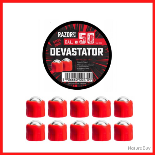 Bo�te de 10 balles m�talliques pour HR50 Calibre .50 Devastator