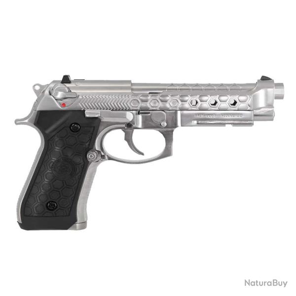 R�plique Airsoft Pistolet WE M92 HEXCUT CHROME GBB Style BERETTA