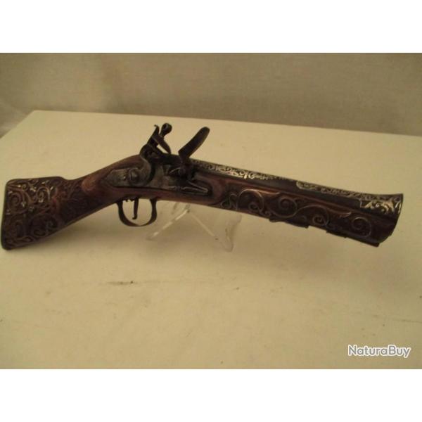 tromblon a silex   oriental  richement d�cor�  ressort de platine tres  puissant avec  ses 2 crans