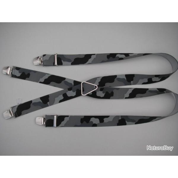 Bretelles  pinces rglables, motifs gris et noire camouflage  n2