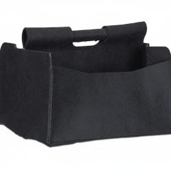 Panier en feutre journaux magazine corbeille pliable rangement poign&eacute;es 2 compartiments noir 13_000