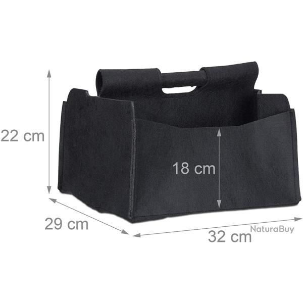 Panier en feutre journaux magazine corbeille pliable rangement poignes 2 compartiments noir 13_000