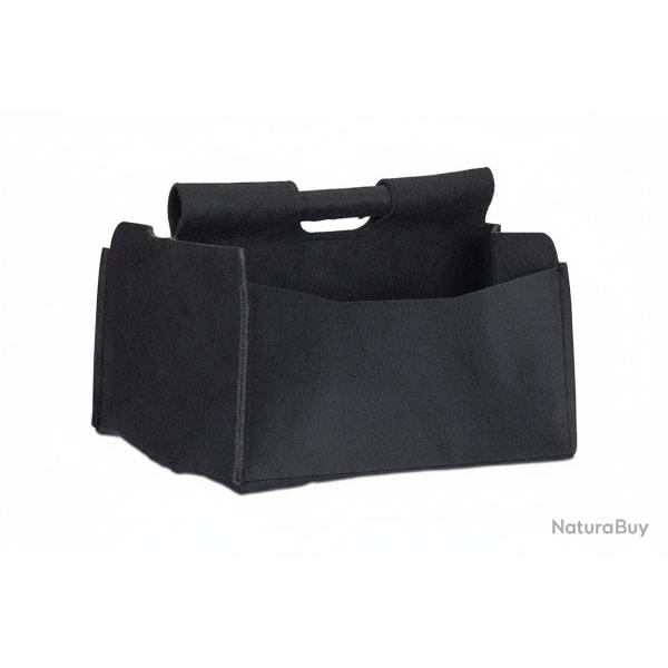Panier en feutre journaux magazine corbeille pliable rangement poign�es 2 compartiments noir 13_000