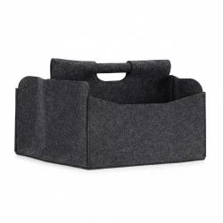 Panier en feutre journaux magazine corbeille pliable rangement poign&eacute;es 2 compartiments gris 13_000