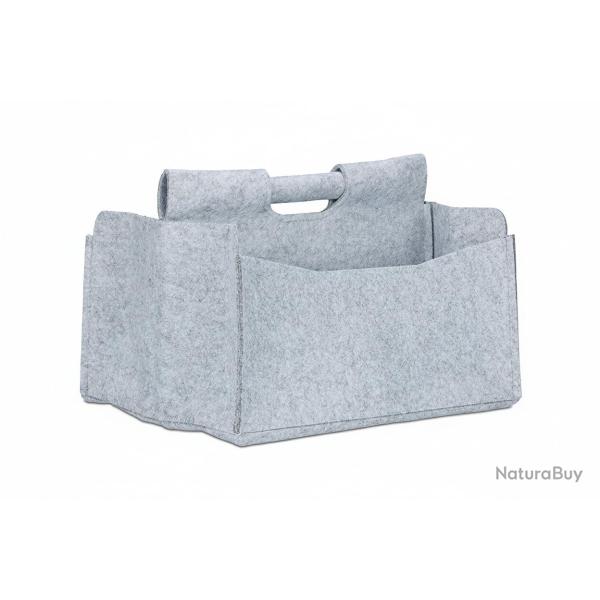 Panier en feutre journaux magazine corbeille pliable rangement poign�es 2 compartiments gris 13_000