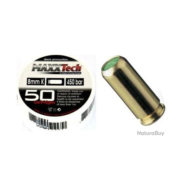 Boite de 50 Cartouches  Cal. 8 mm � Blanc pistolet ou carabine  Maxx Tech