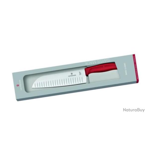 6.8521.17G Couteau Santoku alvol Victorinox Swiss Classic rouge avec bote
