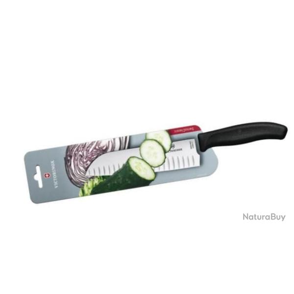 6.8523.17B Couteau Santoku alvol Victorinox Swiss Classic noir sur carte