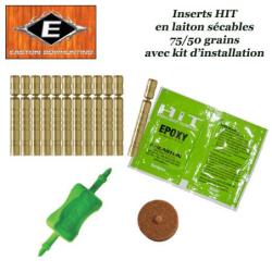 EASTON Inserts HIT lourds en laiton s&eacute;cables 75-50 grains pour tubes et fl&egrave;ches Axis 12 Pack avec ki