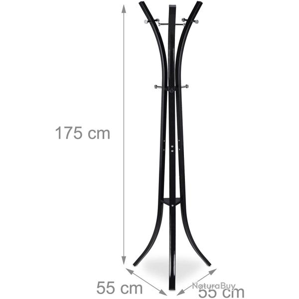 Porte mtal sur pied support pour manteaux vestes entre couloir 175 cm noir 13_0002199