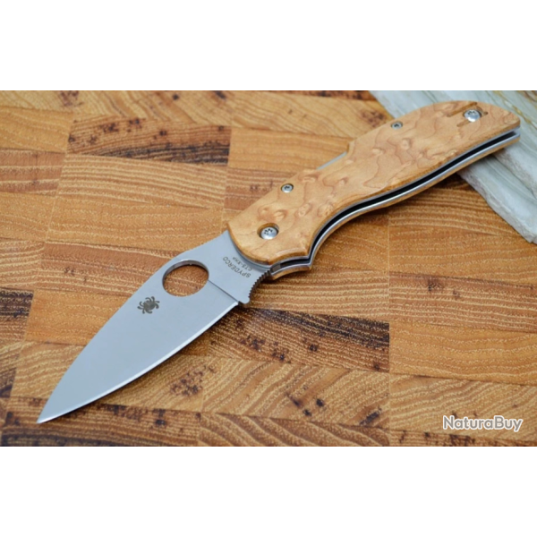 Couteau Spyderco Chaparral Maple Lame Acier CTS HXP Manche Bois Lockback Clip SC152WDP