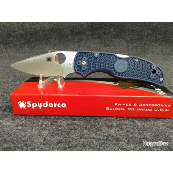 Couteau Spyderco Native 5 Lame Acier CPM-SPY27 Manche Blue FRN Lockback USA SC41PCBL5