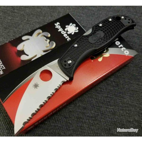 Couteau Spyderco RockJumper Lame Acier VG10 Serr Manche FRN Lockback Japan SC254SBK