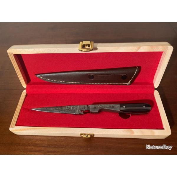 COFFRET CADEAU - STYLET OUVRE LETTRE - DAMAS CORNE NOIRE
